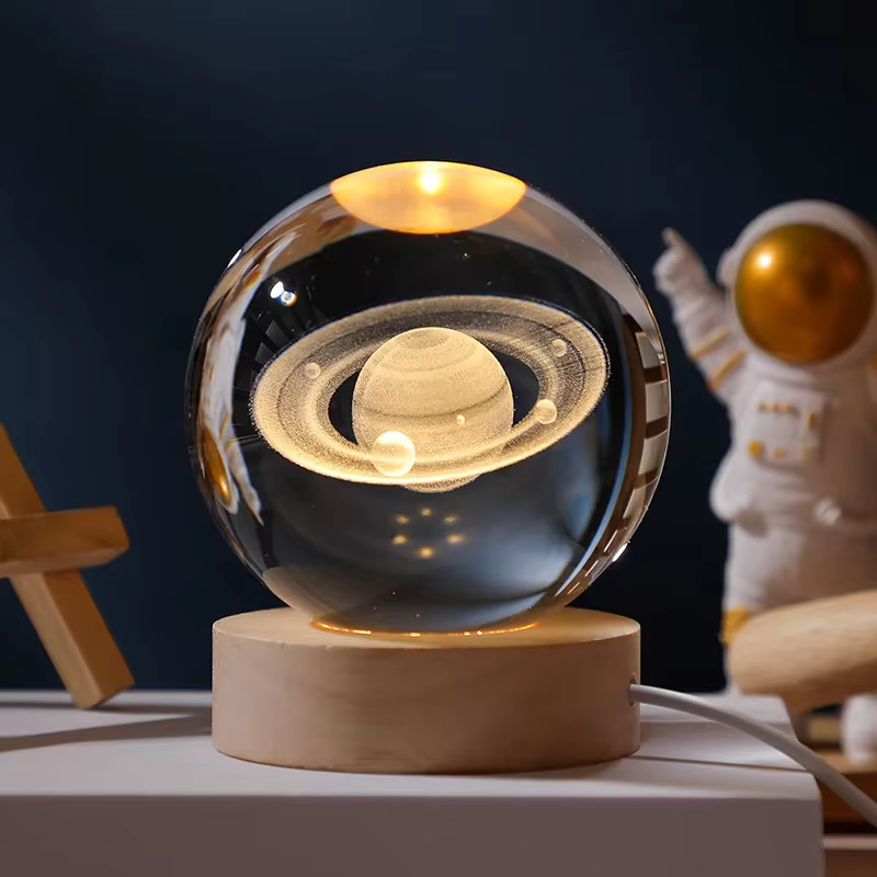 3D Crystal Ball - Saturn (7 Color Base)
