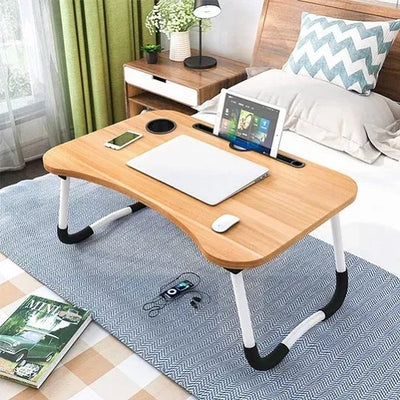 Multifunctional Portable & Foldable Laptop Table - Wood Color