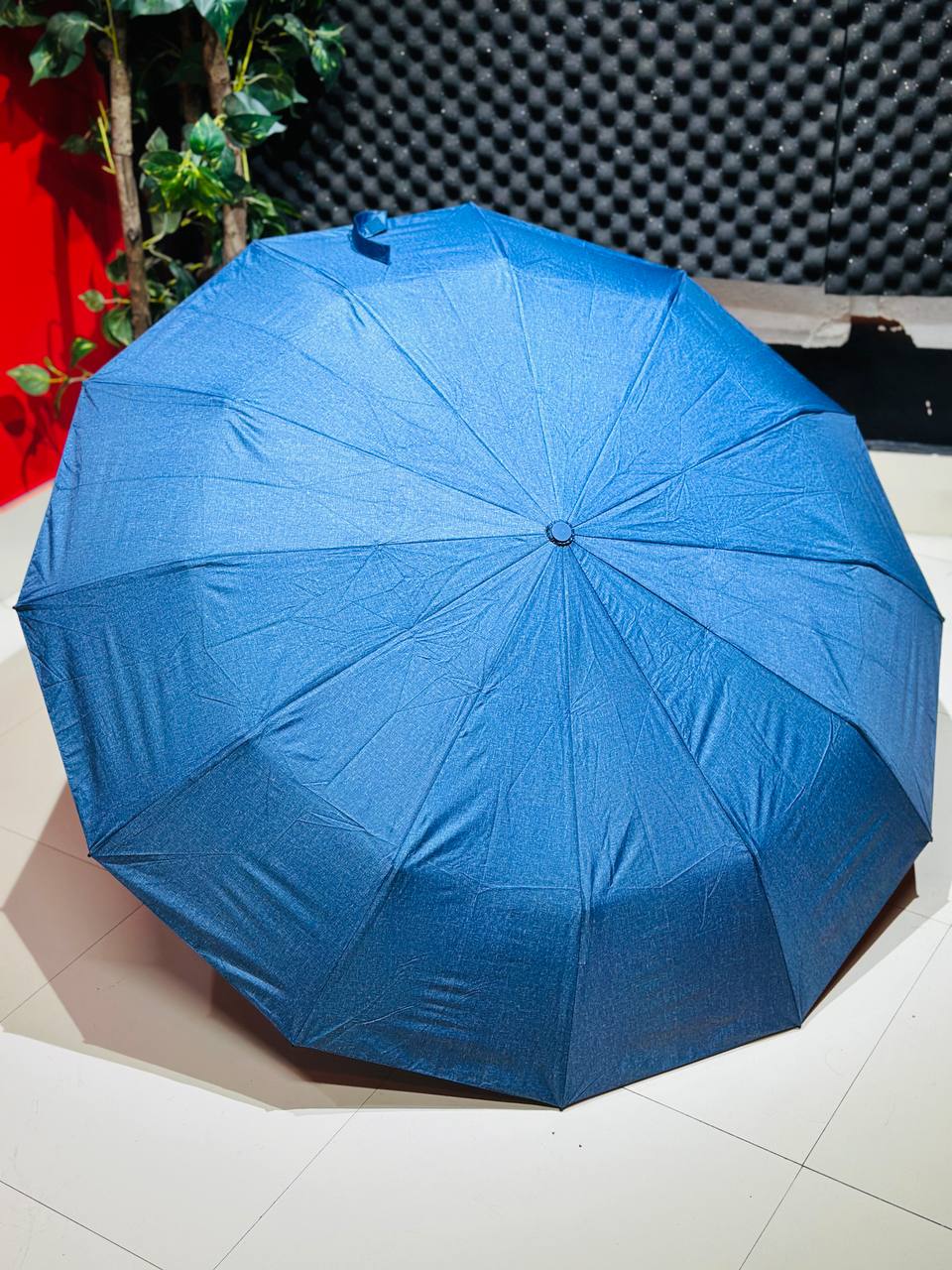 Premium 12-Ribs Automatic Umbrella With Flash Light - Blue