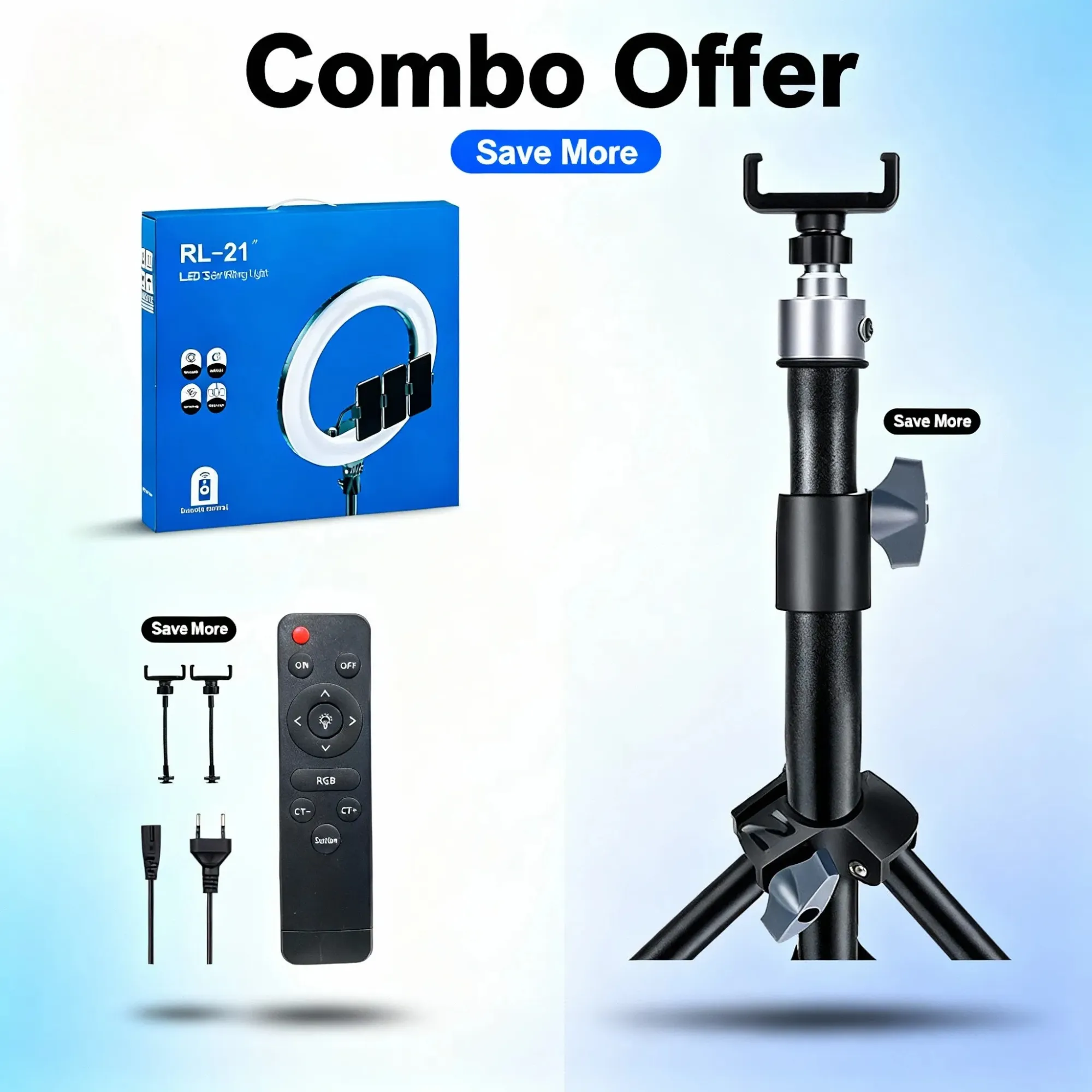 RL 21 LED Soft Ring Light & NeePho NP-9988 Studio Ring Light Stand Combo