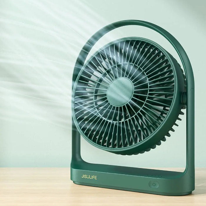 JISULIFE FA19 Rechargeable Fan 4000mAh Battery with Type C Charging Port Green