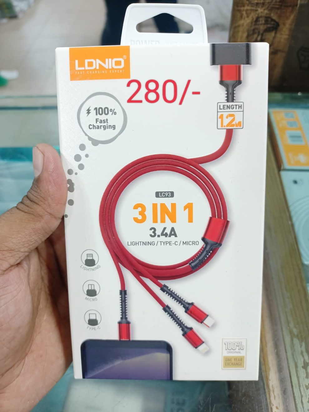 LDNIO LC93 3-in-1 Fast Charging Data Cable