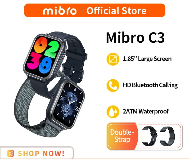 Mibro Watch C3 Bluetooth Calling With 1.85″ HD screen & Dual Straps – Vooc  Tech
