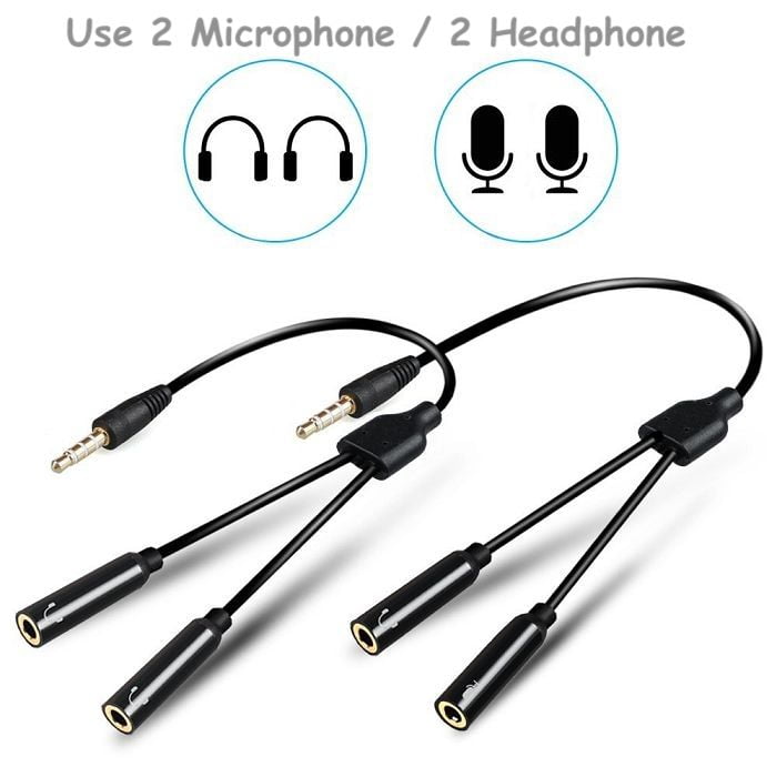 dual microphone adapter for smartphone laptop
