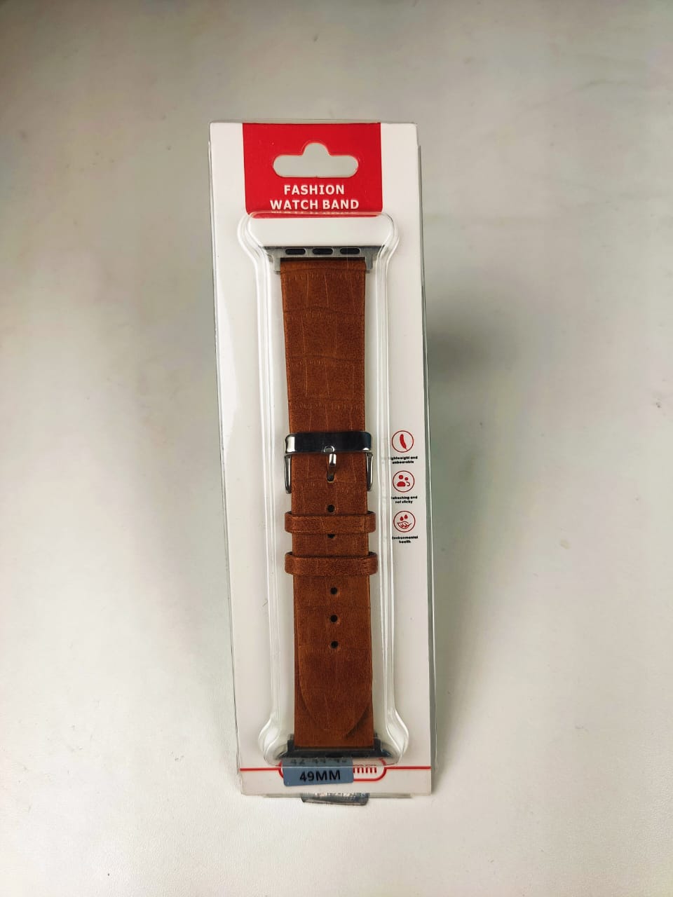 49mm Leather Strap For Smartwatch Brown Color