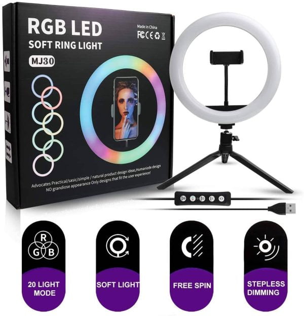 rgb led soft ring light mj30