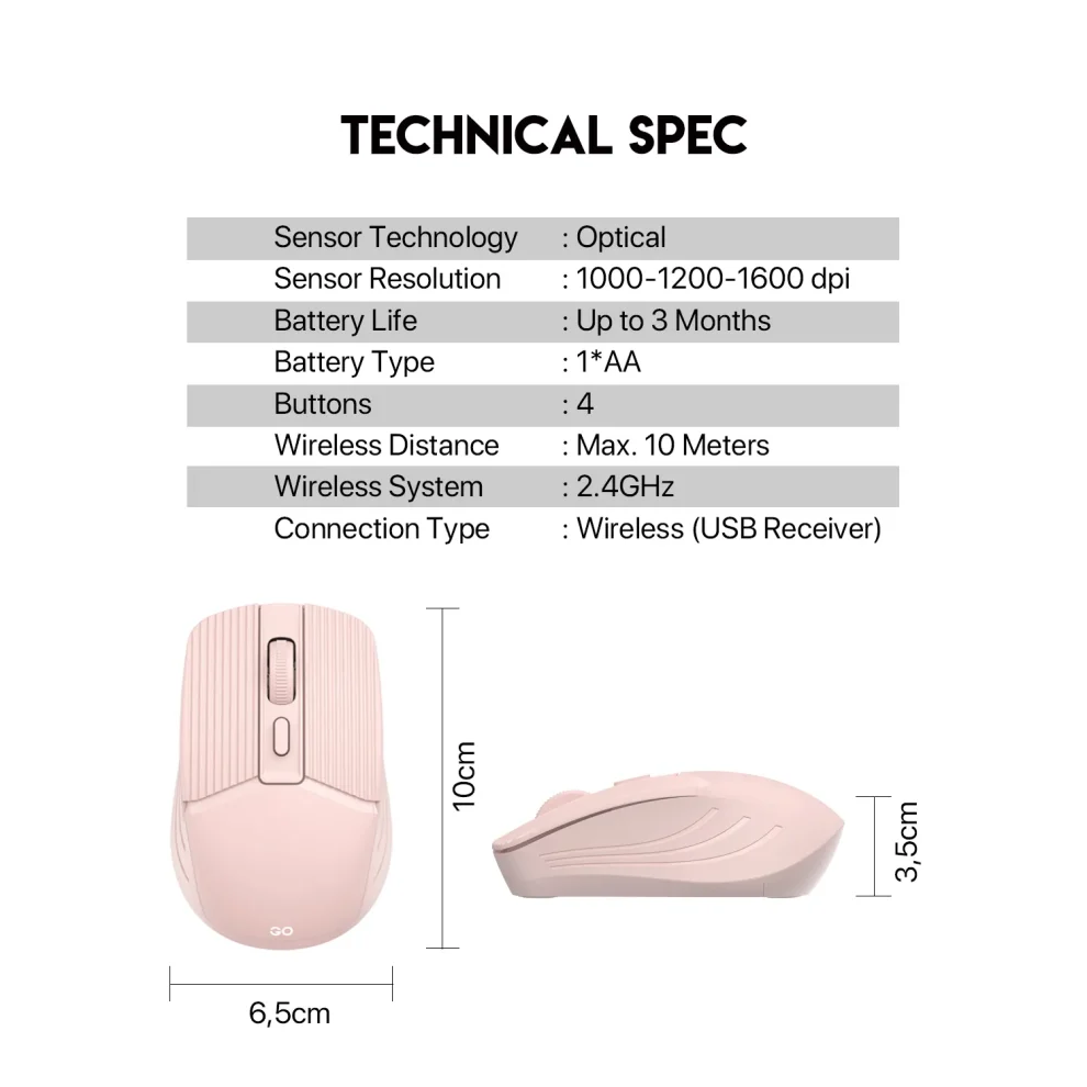Fantech Go W605 Wireless Mouse - Beige Color