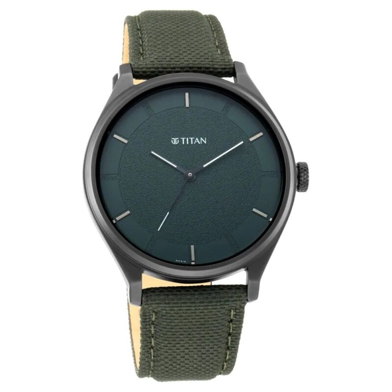 Titan Workwear Green Dial Analog Leather Strap Watch For Men - NS1802NL02