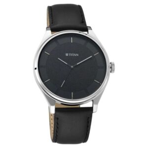 Titan Workwear Watch With Black Dial & Leather Strap - NS1802SL11
